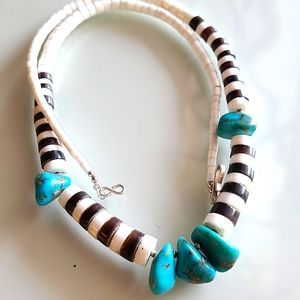 Vintage Native American Kewa Turquoise Nugget Necklace